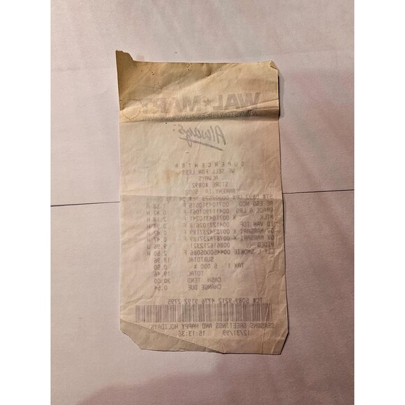 Collectible Vintage 1999 Walmart Receipt 90s Nostalgia Kid Unique - Picture 2 of 2